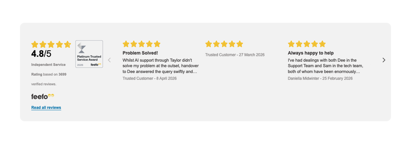 Feefo reviews